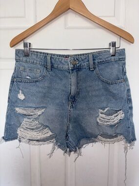 Guess Distressed Cut Off Denim Shorts Blue Size 29